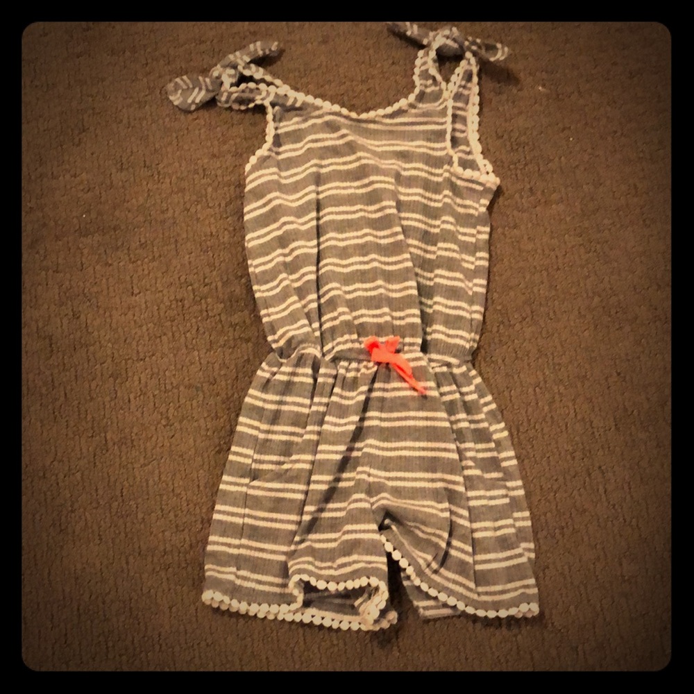 A dress with white and gray stripes